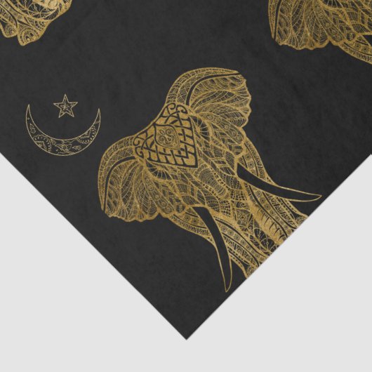 Goudolifant op zwart achtergrondpapier tissuepapier (Detail)