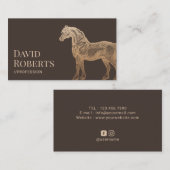  goudpaarden Typografie Elegant Brown Visitekaartje (Voorkant / Achterkant)