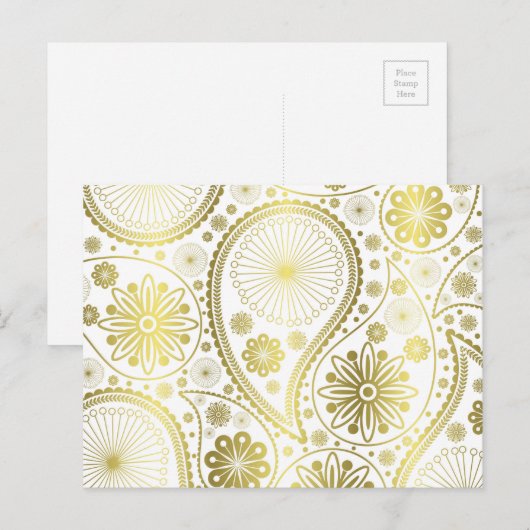 Goudpaisleypatroon Briefkaart (Voorkant / Achterkant)