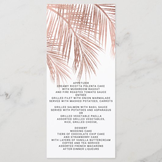 Goudpalm met goudpalm van roos menu (Achterkant)