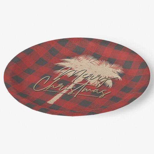 Goudpalm Red Buffalo met kerstmis Papieren Bordje (Gekanteld)