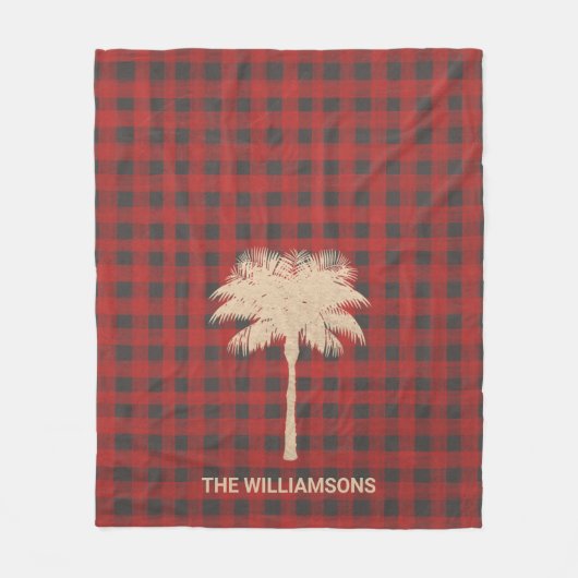 Goudpalm rode buffelplaat fleece deken (Voorkant)