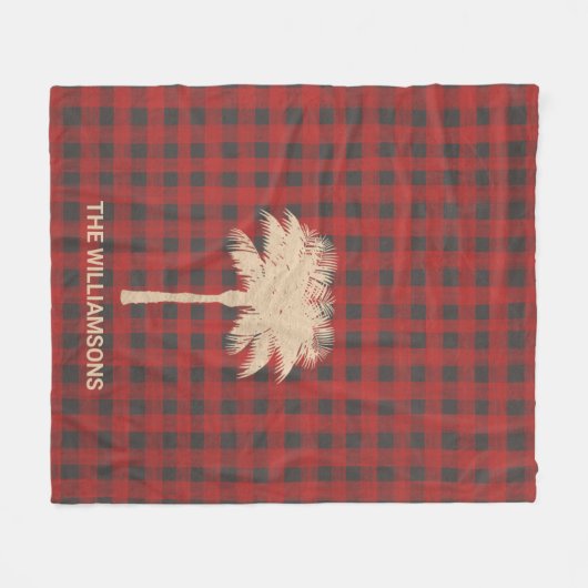 Goudpalm rode buffelplaat fleece deken (Voorkant (Horizontaal))