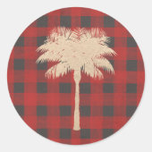 Goudpalm rode buffelplaat ronde sticker (Voorkant)