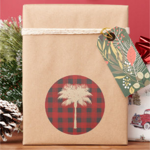 Goudpalm rode buffelplaat ronde sticker