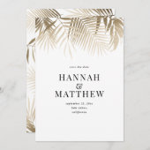 Goudpalmblad met uitzondering van de datum van het save the date (Voorkant / Achterkant)