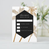 Goudpalmbomen verfijnde trouwrsvp kaart (Staand voorkant)