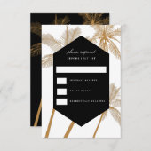 Goudpalmbomen verfijnde trouwrsvp kaart (Voorkant / Achterkant)