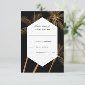 Goudpalmbomen verfijnde trouwrsvp kaart (Staand voorkant)