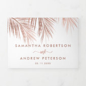 Goudpalmboom met goudmakreel van het moderne roos drieluik uitnodiging (Cover)