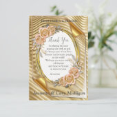 Goudpapier met legante Rozen RSVP Kaartje (Staand voorkant)