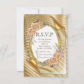 Goudpapier met legante Rozen RSVP Kaartje (Voorkant)