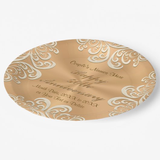 Goudpapier van 50e Jubileum, Borden Papieren Bordje (Gekanteld)