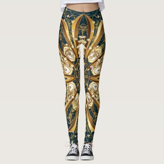  goudpatroon, klassiek oosters ontwerp. leggings (Voorkant)