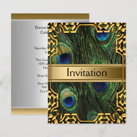 Goudpauw Uitnodiging Elke partij (Voorkant / Achterkant)