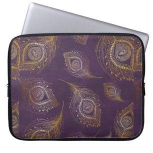 Goudpekveren tegen violette achtergrond laptop sleeve