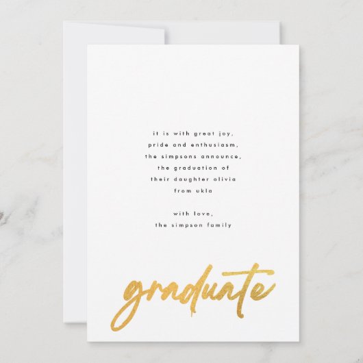 goudpenseel High School Afstuderen Foto Aankondiging (Achterkant)