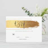 Goudpenseelstreek en zwarte typografie RSVP Menu (Staand voorkant)