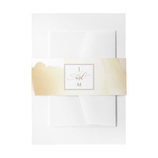 Goudpenseelstreken Bindende monogram Uitnodigingen Wikkel (Voorkant Voorbeeld)