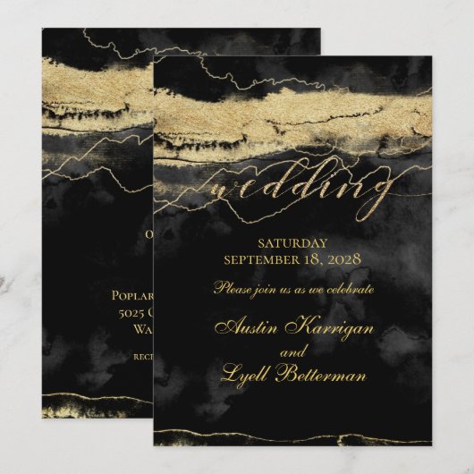 Goudpenseelstreken op het zwarte Velvet moderne hu Kaart (Voorkant / Achterkant)