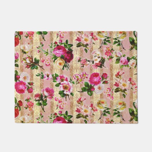 goudplatte roze rozen Damask Deurmat (Voorkant)
