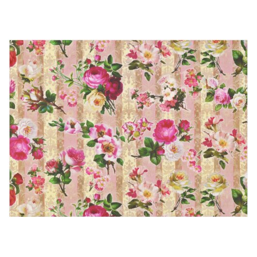  goudplatte roze rozen Damask Tafelkleed (Voorkant (Horizontaal))