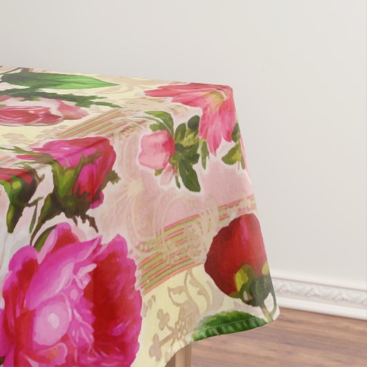  goudplatte roze rozen Damask Tafelkleed (Voorbeeld)