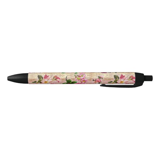  goudplatte roze rozen Damask Zwarte Inkt Pen (Bodem)