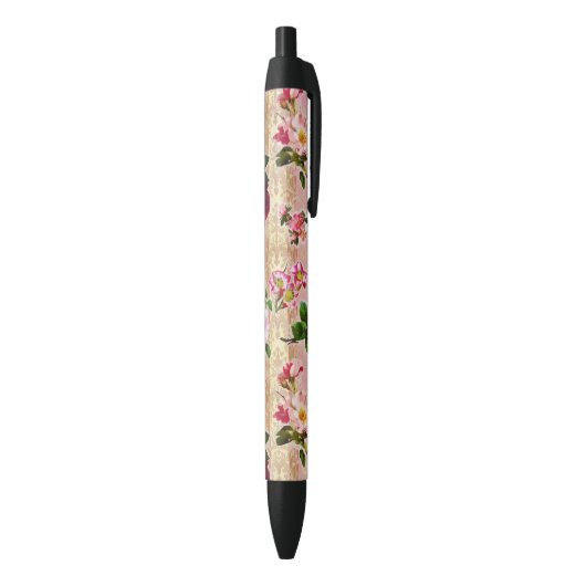  goudplatte roze rozen Damask Zwarte Inkt Pen (Achterkant (Verticaal))