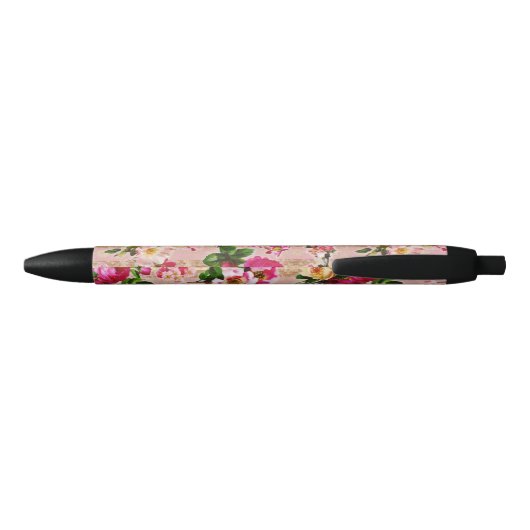  goudplatte roze rozen Damask Zwarte Inkt Pen (Achterkant)