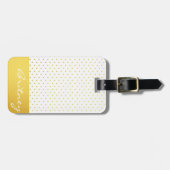 goudpolka-stippen en -monogram - aangepast bagagelabel (Voorkant horizontaal)