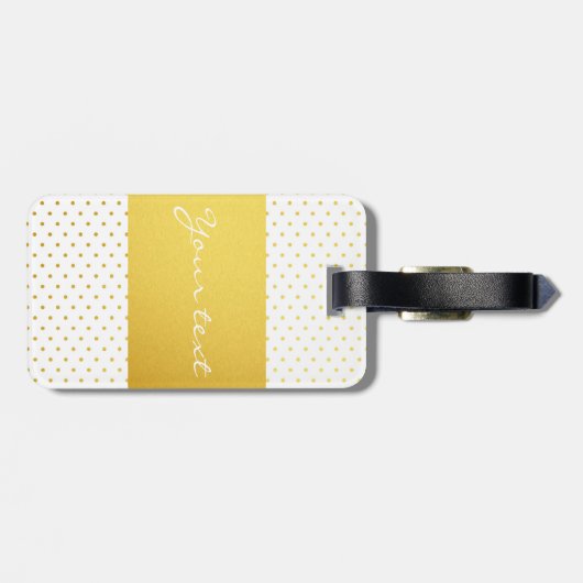 goudpolka-stippen en -monogram - aangepast bagagelabel (Achterkant horizontaal)