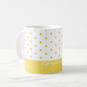 goudpolka-stippen en -monogram - aangepast koffiemok (Voorkant links)