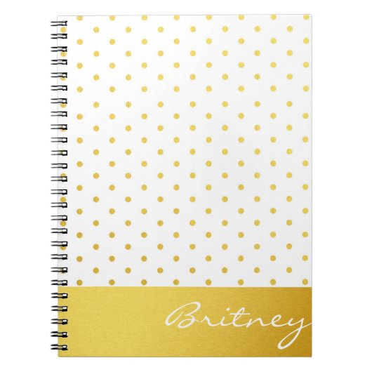 goudpolka-stippen en -monogram - aangepast notitieboek (Voorkant)