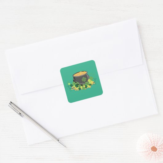 Goudpotje Vierkante Sticker (Envelop)