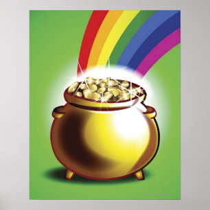 Goudpotten en regenboog poster