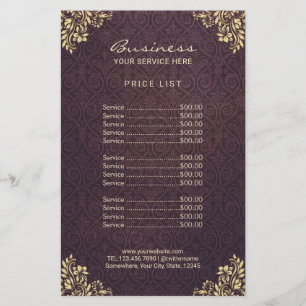 goudprijs Paars Damask Beauty Salon Flyer