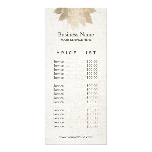  goudprijslijst reclamekaart (Voorkant)