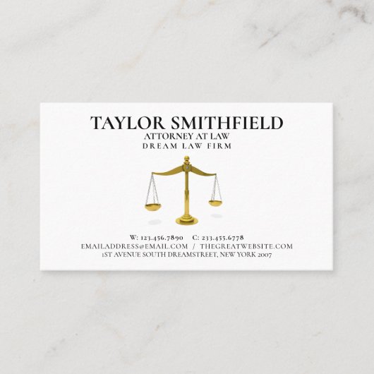 Goudprocureur van de rechter visitekaartje (Voorkant)