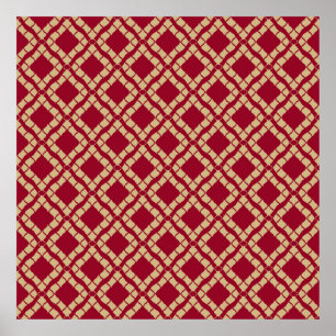 Goudrastergeometrisch naadloos patroon in oosterse poster