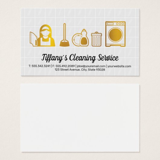 Goudreinigingspictogrammen | Tegel Visitekaartje (Voorkant /achterkant)