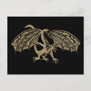 Goudreliëfdragon Fantasy Briefkaart