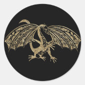 Goudreliëfdragon Fantasy Ronde Sticker (Voorkant)