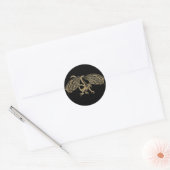 Goudreliëfdragon Fantasy Ronde Sticker (Envelop)