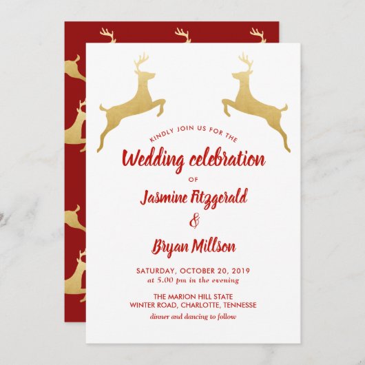 goudrendier | Christmas | Bruiloft Kaart (Voorkant / Achterkant)