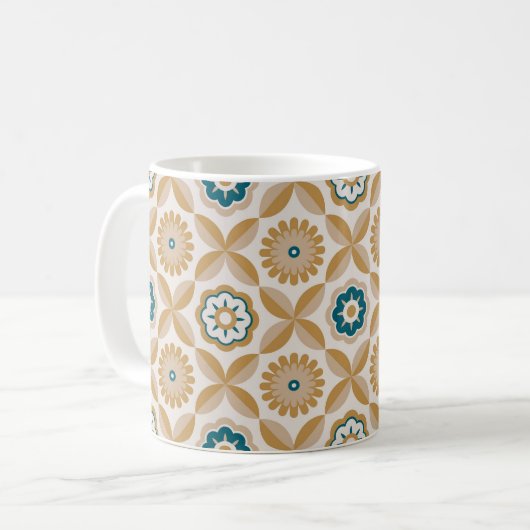 Goudretro-bloemen Koffiemok (Voorkant links)
