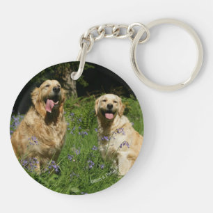 Goudrevers in gras sleutelhanger