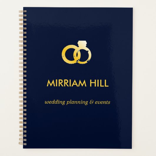 Goudringen donkerblauwe trouwplanner planner (Voorkant)