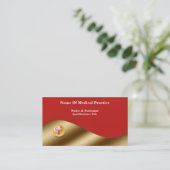 Goudrode caduceus elegante arts visitekaartje (Staand voorkant)