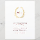 Goudrode monogram trouwgastinformatie (Voorkant)